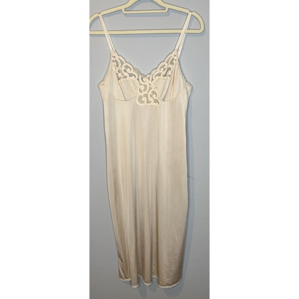 Cabernet Nylon Slip Dress Size 34 Cream Made In USA